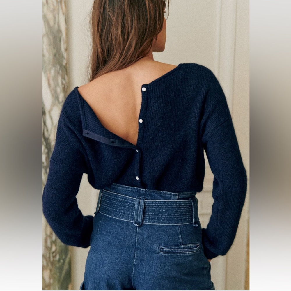 Sezane Navy Blue Sweater Cardigan